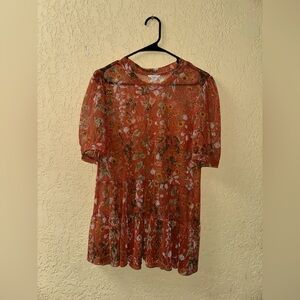 Meraki Rust Floral Top XL